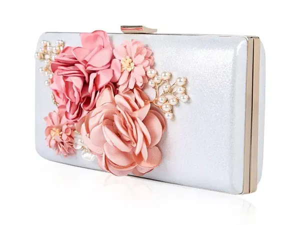 設計師手工製作花朵珍珠手拿包