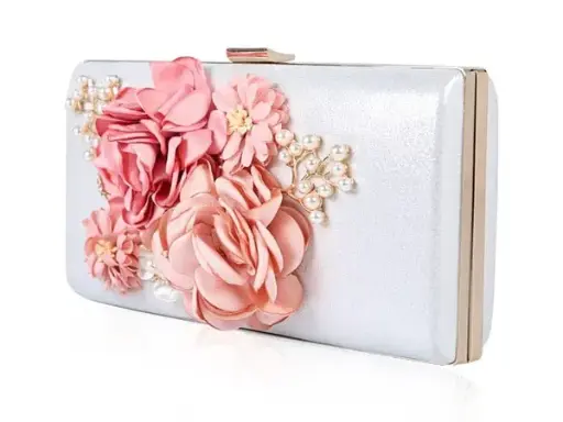 設計師手工製作花朵珍珠手拿包